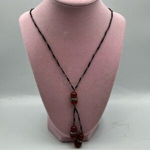 1960s unique drop design Red and Black onyx and carnelian Minimalist Necklace
